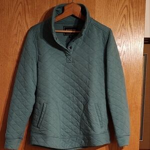 Modern Canvas Quilted 3/4 Snap Up Pullover Sweatshirt Green Front Pocket…